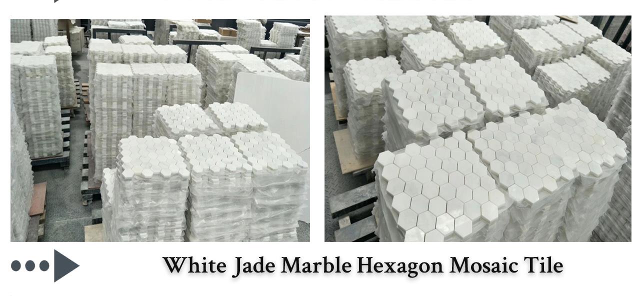 White Jade Marble Hexagon Mosaic Tiles