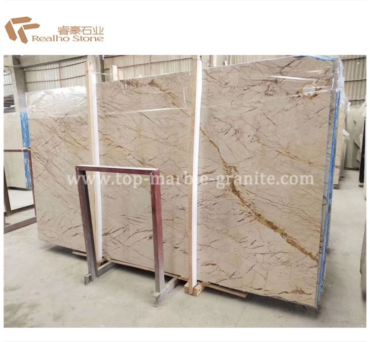 Sofitel Gold Marble Slabs With Beige Veins