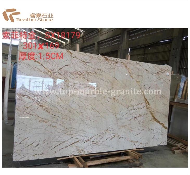 Sofitel Gold Marble Slabs With Beige Veins