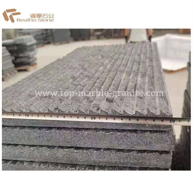 Black Granite Grooved Exterior Water Feature