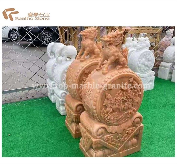 marble drum with lion