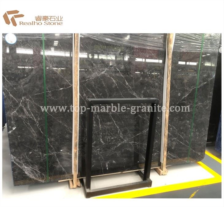 dark grey marble tiles
