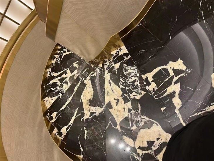 black and white marble floor